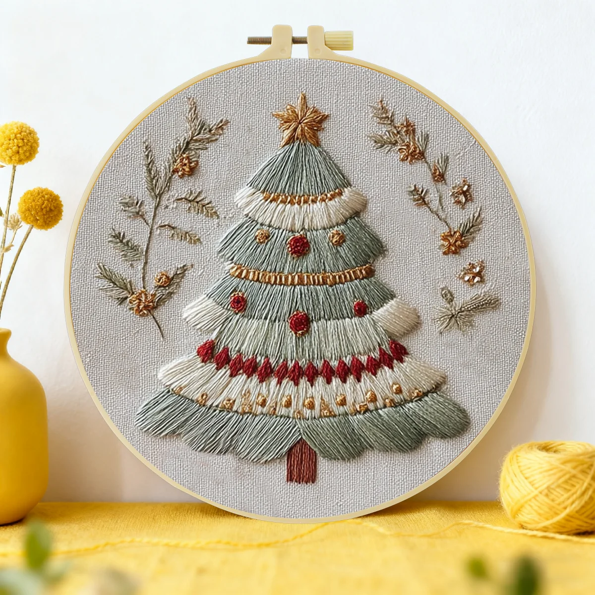 1pc 20X20CM/15X15CM 7.87/6.3inch tree Embroidery Starter Kit DIY kit DIY embroidery kit manualidades Set for Beginner Home Decor