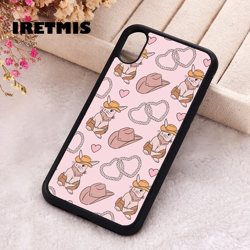 Iretmis Phone Cover Case For iPhone X XS Max XR 11 12 13 PRO MINI 14 15 16 Plus Rubber Silicone Western Cowboy Bunny Cowgirl