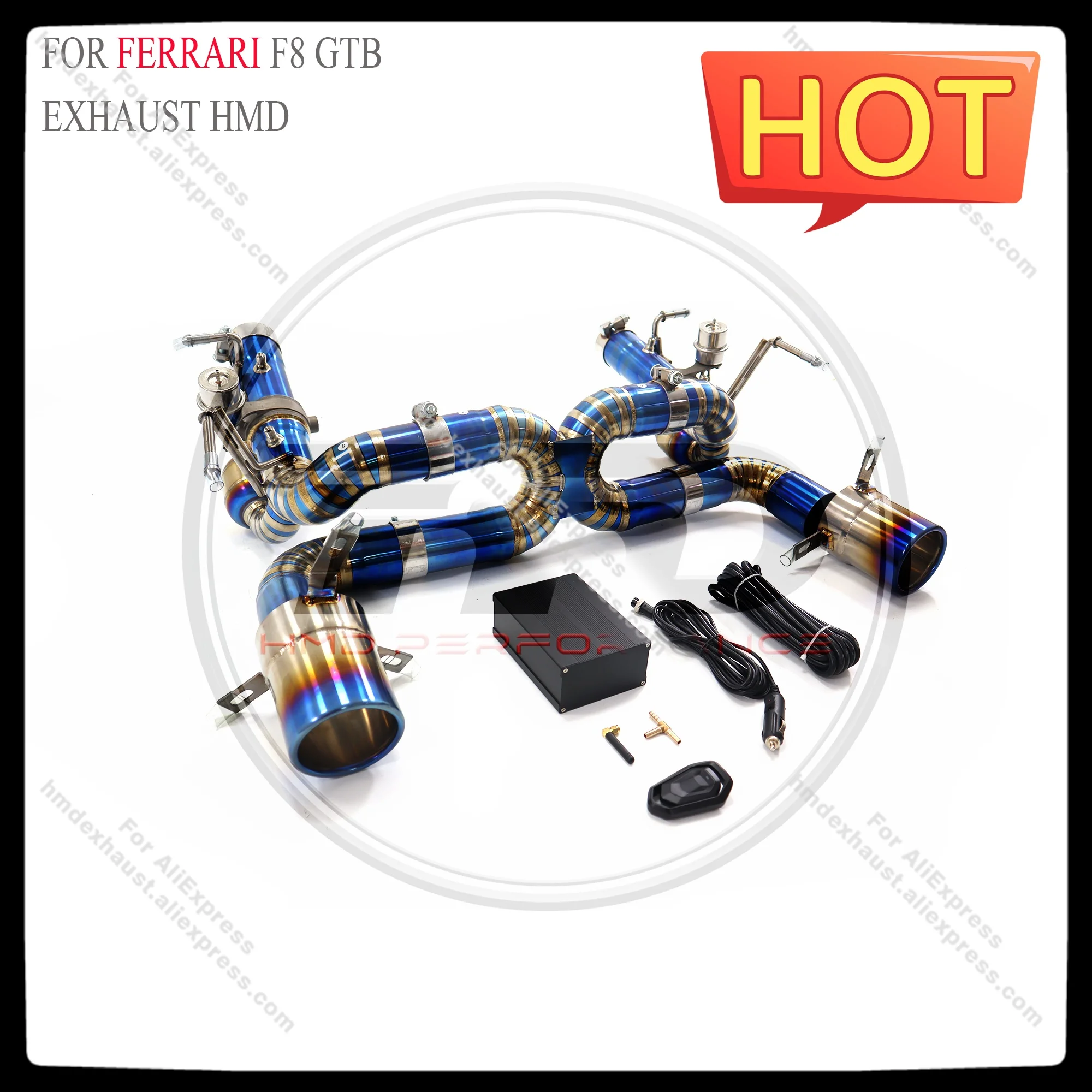 HMD Titanium Exhaust System Performance Catback for Ferrari F8 GTB With Valve And Tips