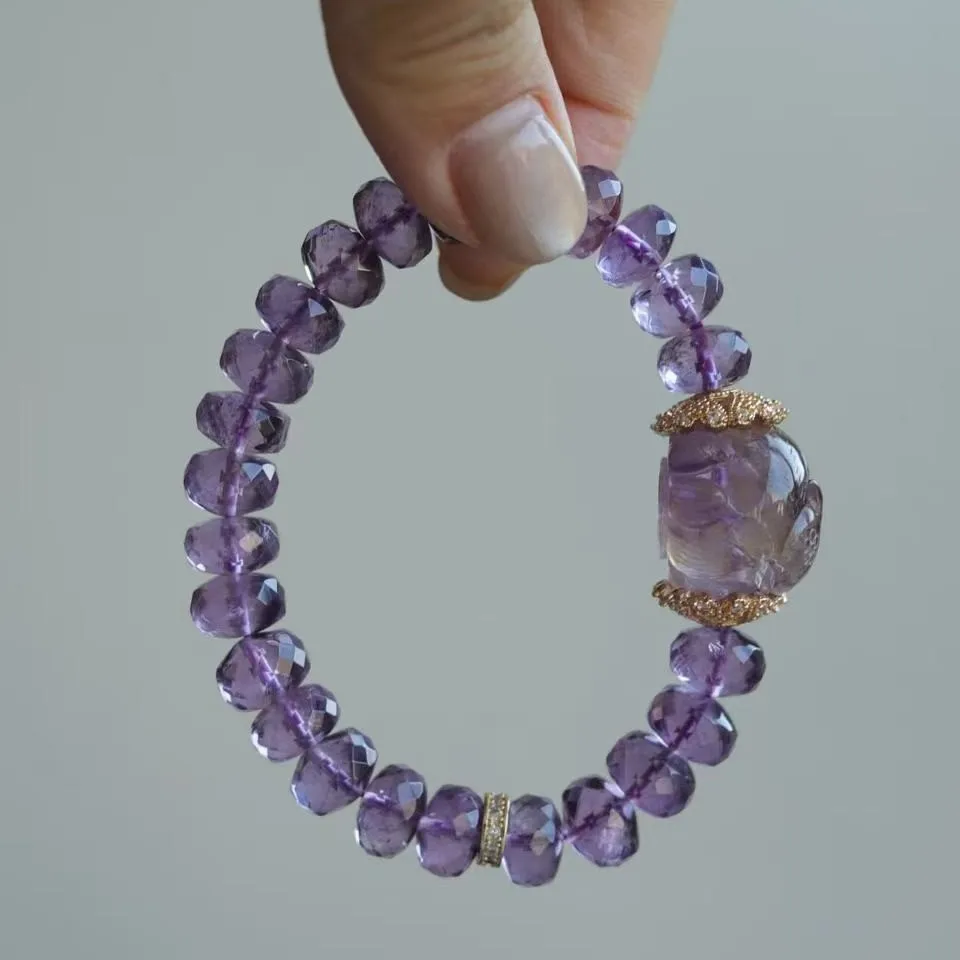 

Natural Amethyst Bracelet, New Chinese Women's Light Luxury Fashion Crystal Bracelet.