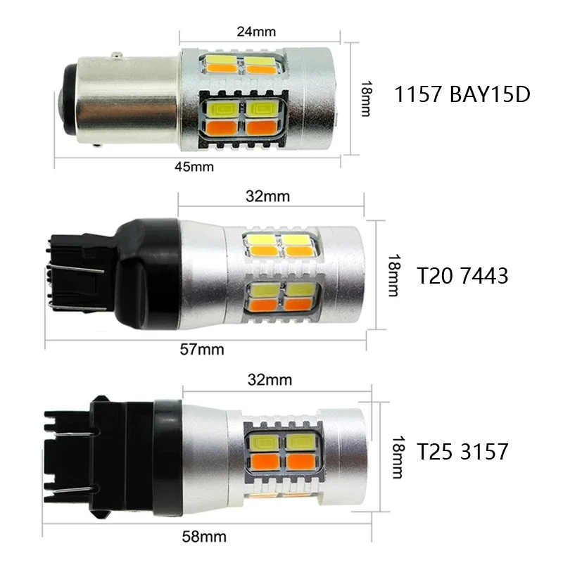 Car and motorcycle 1157 dual color high brightness turn signal T25 7443 7440 T20 5630 20smd brake light, signal light