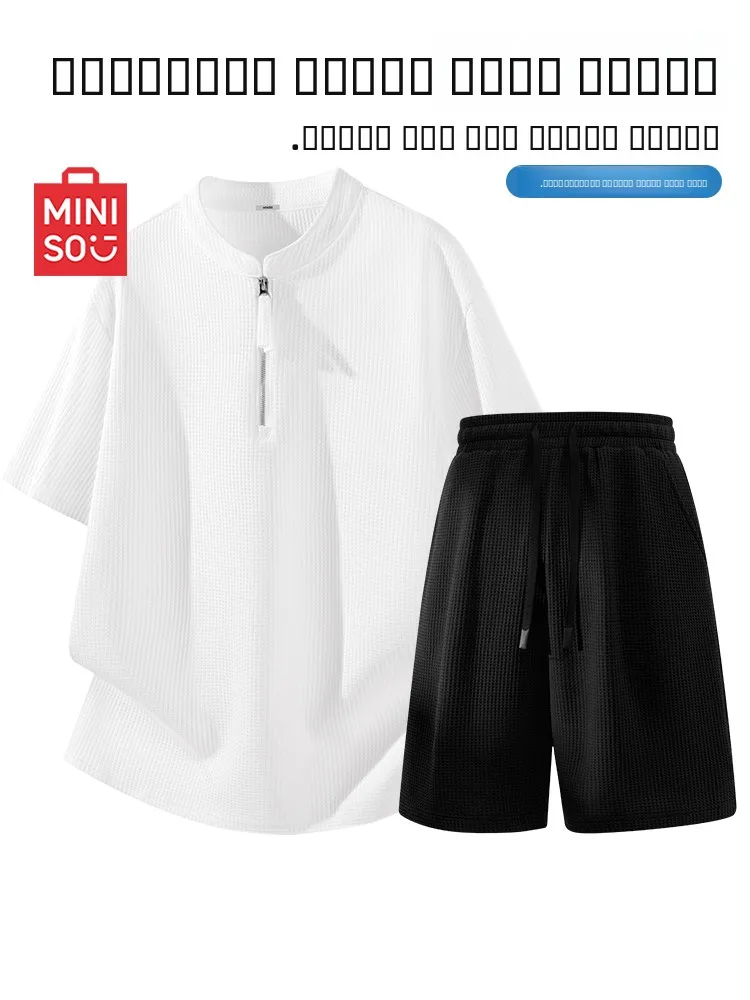 cool-men's-fashion-set-quick-dry-short-sleeve-summer-shorts-polyester-fiber-youth-sports-casual-t-shirt-and-pants-ensemble