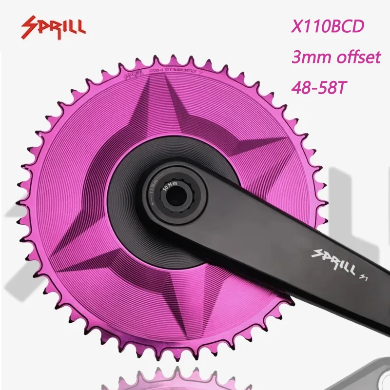 

SPRILL X110-S со смещением 3 мм (4 болта, полностью закрытая), круглая, узкая, широкая звездочка 48-58T, аксессуары для велосипеда