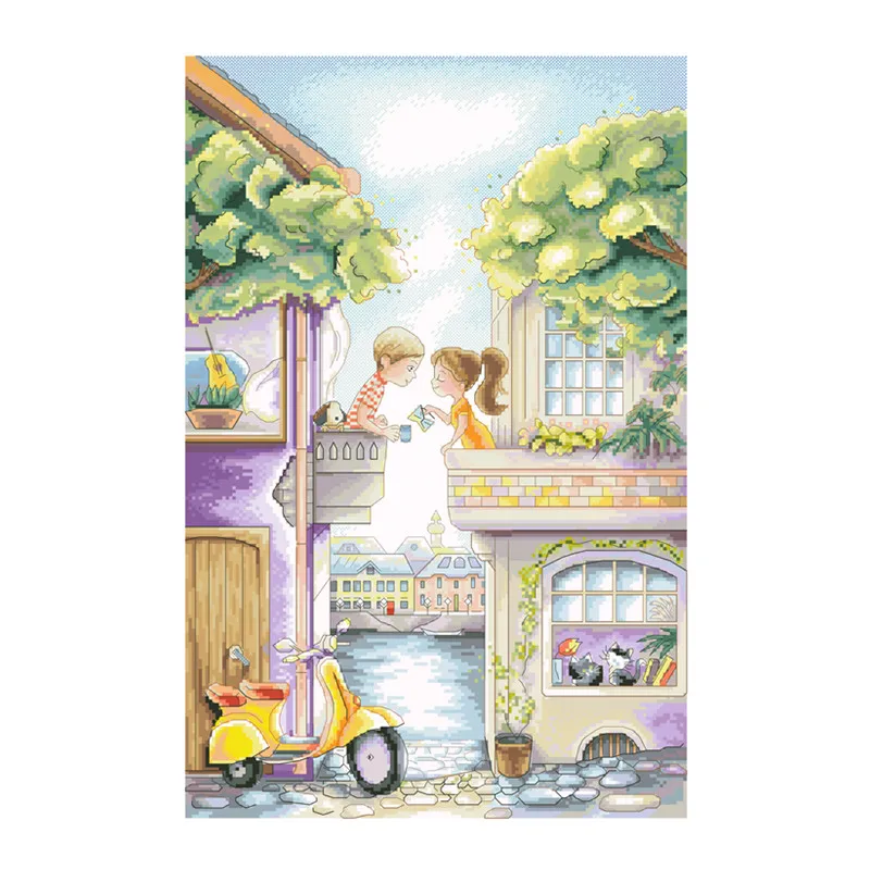 Love in the morning cross stitch kits aida fabric 18ct 14ct 11ct unprint canvas cotton thread embroidery kits DIY craft set