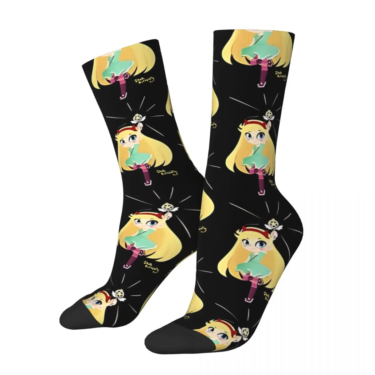 Autumn Winter Fashion Men's Women's Star Butterfly Socks Star Vs The Forces Of Evil Non-slip Skateboard Socks