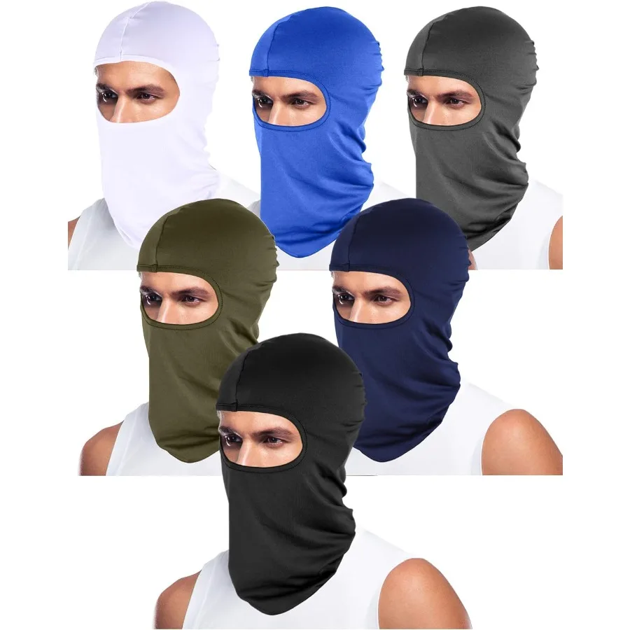 

6 Pcs Face Balaclava Cover Winter Windproof Mask Full Face Cover Polyester Ice Silk UV Protection for Outdoor Sports