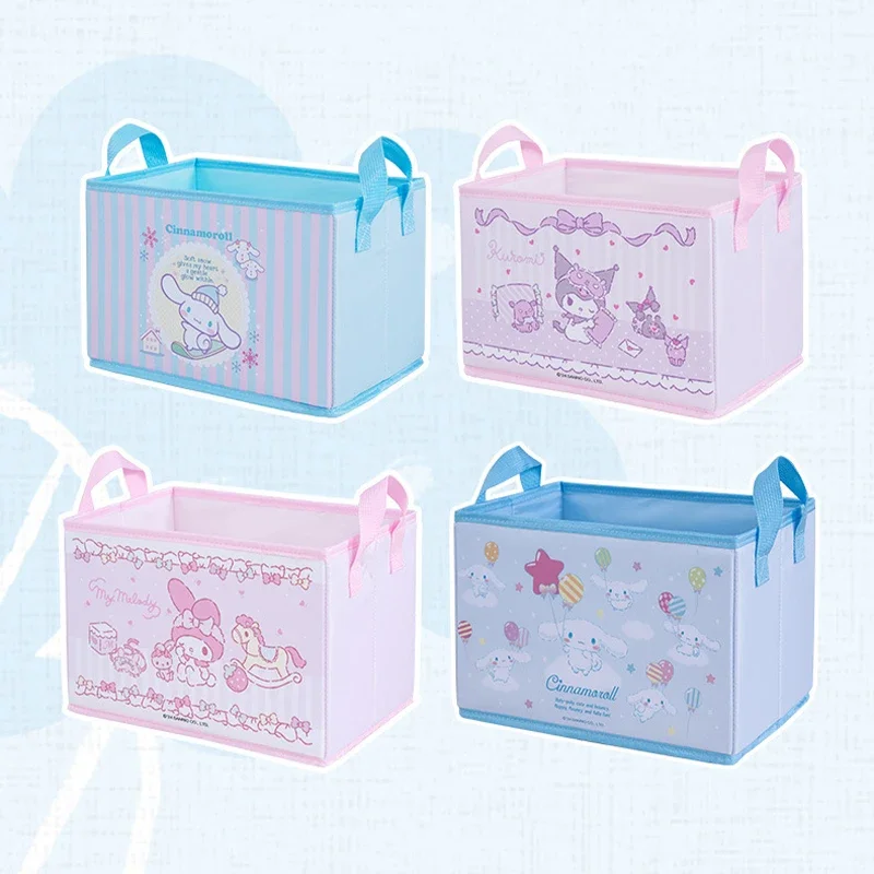 

Sanrio Kawaii My Melody Cosmetics Storage Baskets Kuromi Cinnamoroll Anime Cartoon Foldable Makeup Table Sundries Storage Box