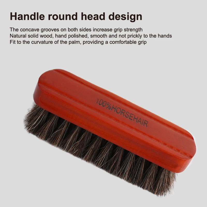 Horsehair Wood Brush Car Seat Details Polishing Brush High-End Scrub Dirt Removal Shoe Brush Clothing Brush Cleaning Brush