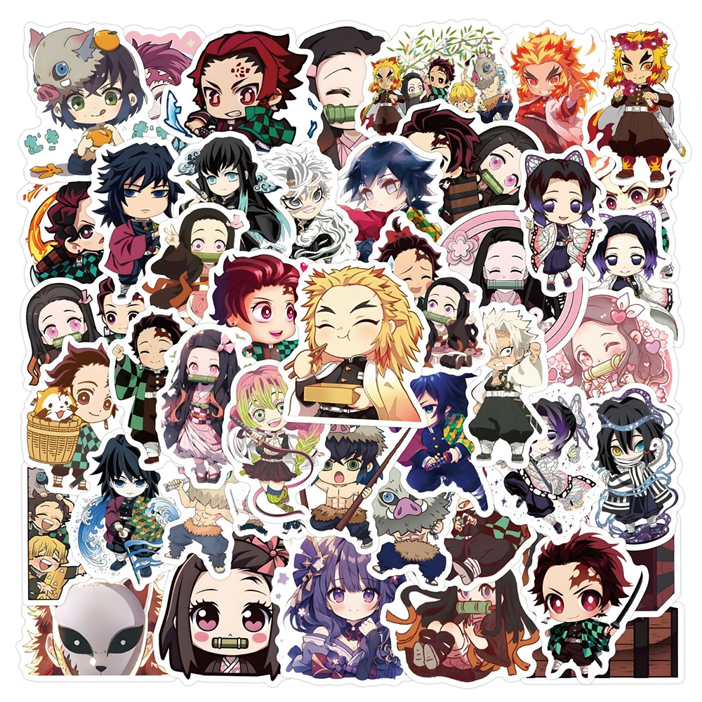 10/30/50pcs Cute Q-version Demon Slayer Stickers Kawaii Kamado Tanjir Cartoon Decals DIY Notebook Suitcase Classic Anime Sticker