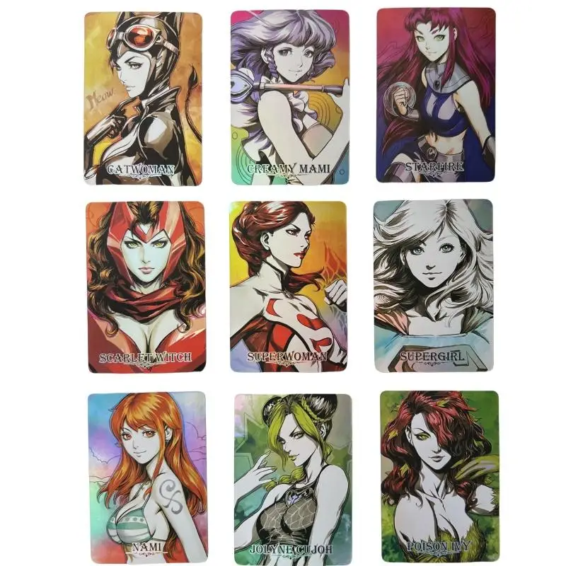 Anime Girl Flash Card Asuka benda Soryu Nami Wonder Woman Op05 serie di colori fai da te 54 fogli Action Toy Figure Game Collection