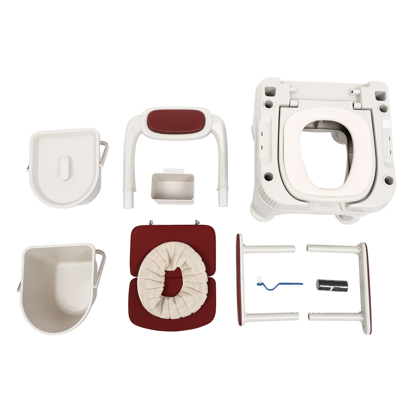 كرسي صوان بجانب السرير قابل للتعديل لكبار السن مع مقعد مبطن ومسند ظهر #4