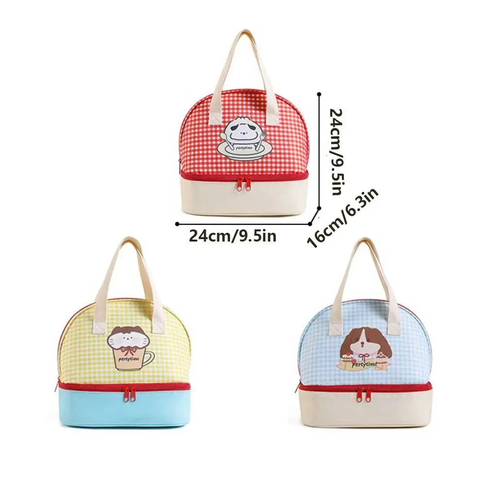 Portable Double-layer Cartoon Lunch Bag Fresh-Keepin Large Capacity Picnic Bag Leakproof Lightweight Insulated Tote Bag Girls