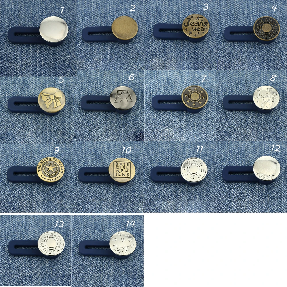 1PC Metal Bow Letter Elastic Star Waist Fastener Jeans Extended Button Retractable Buckle Buttons Waistline Increase