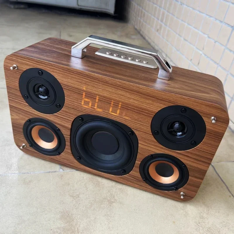 40 Watt Retro Outdoor Portable Wireless Speakers Wooden Heavy Subwoofer 3D Stereo Home Theater System Blue Tooth Speaker