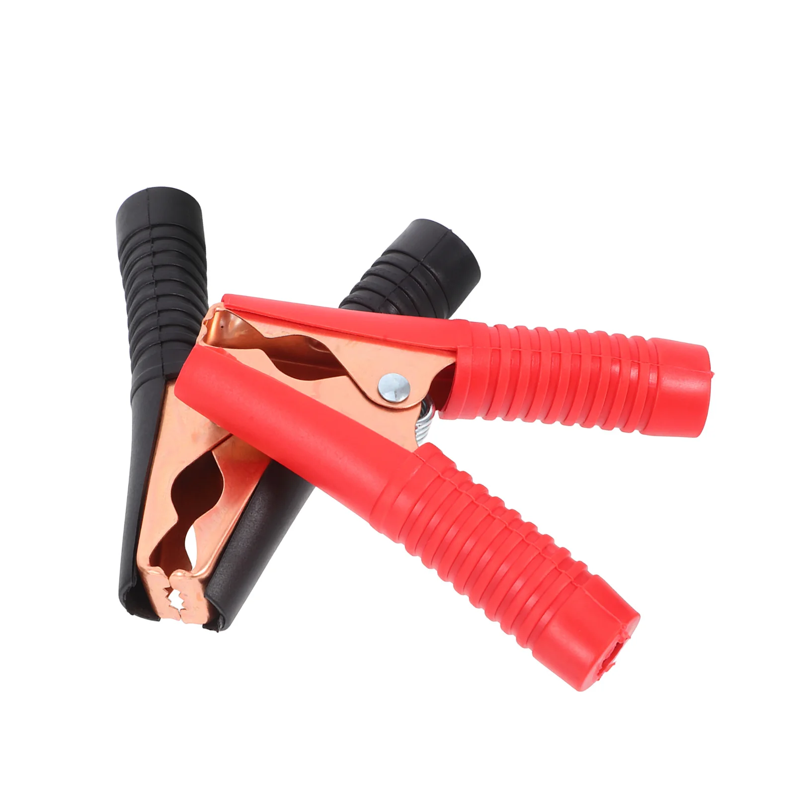 

2Pcs Charging Crocodile Clips Copper Plated Handles Rustproof Cable Clamps Black Red Positive Negative Pole Car
