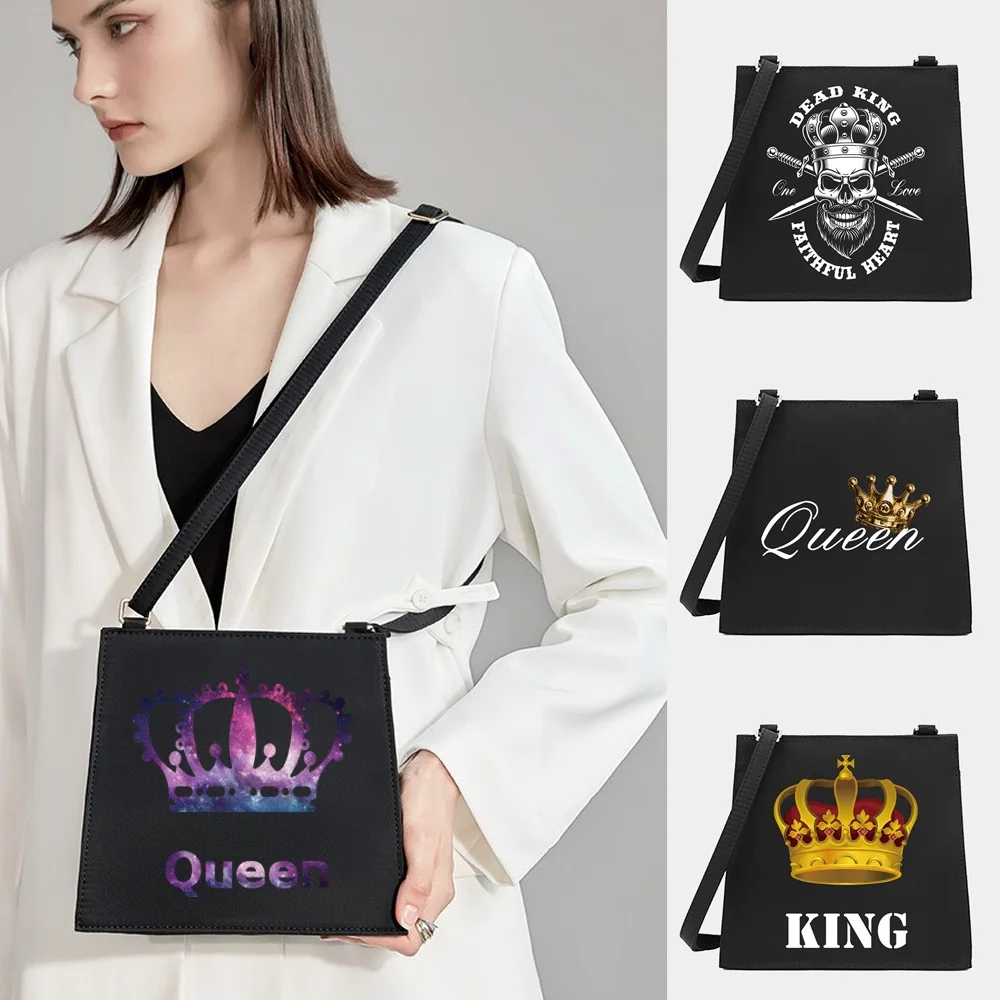 New Women Square Bags Shoulder Crossbody King&Queen Series Pattern Designer Commute Tote Messenger Bag Shopping Purse Handbag