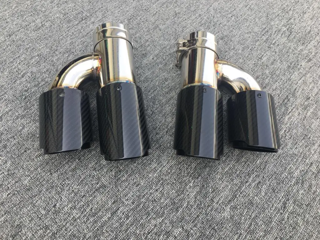 Rear Bumper Exhaust Tips Stainless Steel Car Exhausts Muffler Tips Pipes OO-OO Car Accessories Tools Carbon Fiber Gloss