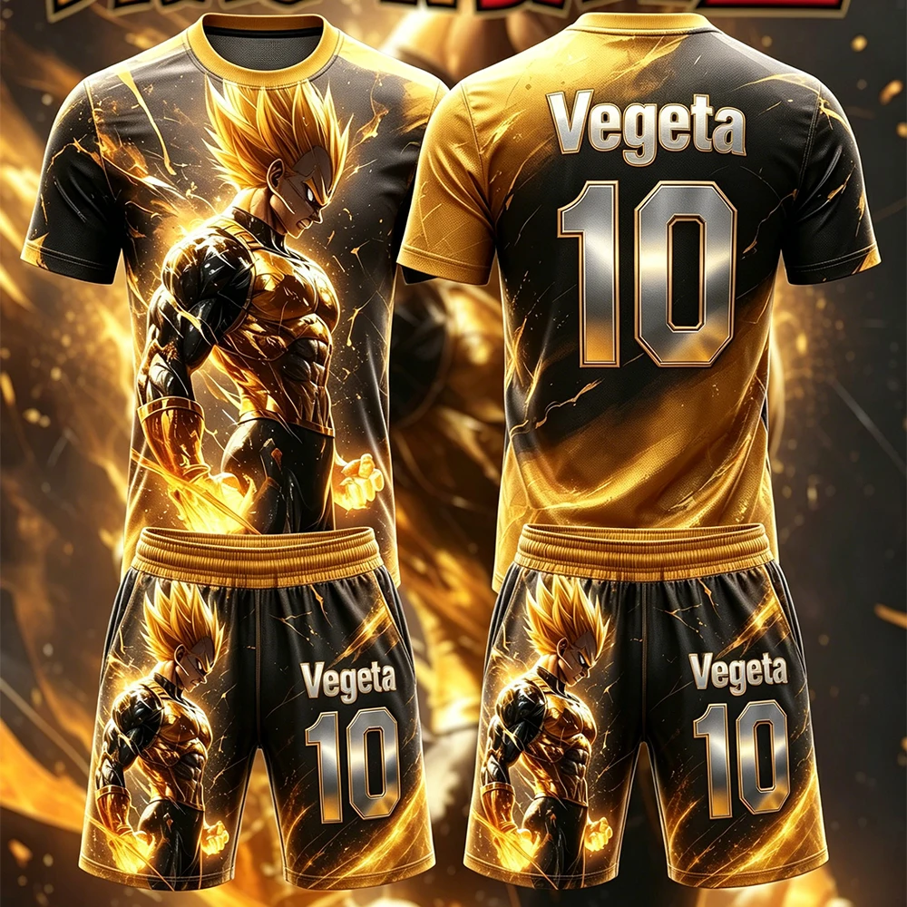 New Men/Kids Dragon Ball Vegeta 3D Printed T-Shirt Suit Anime Oversized Breathable Speed Drying Sports Set Running Training Set