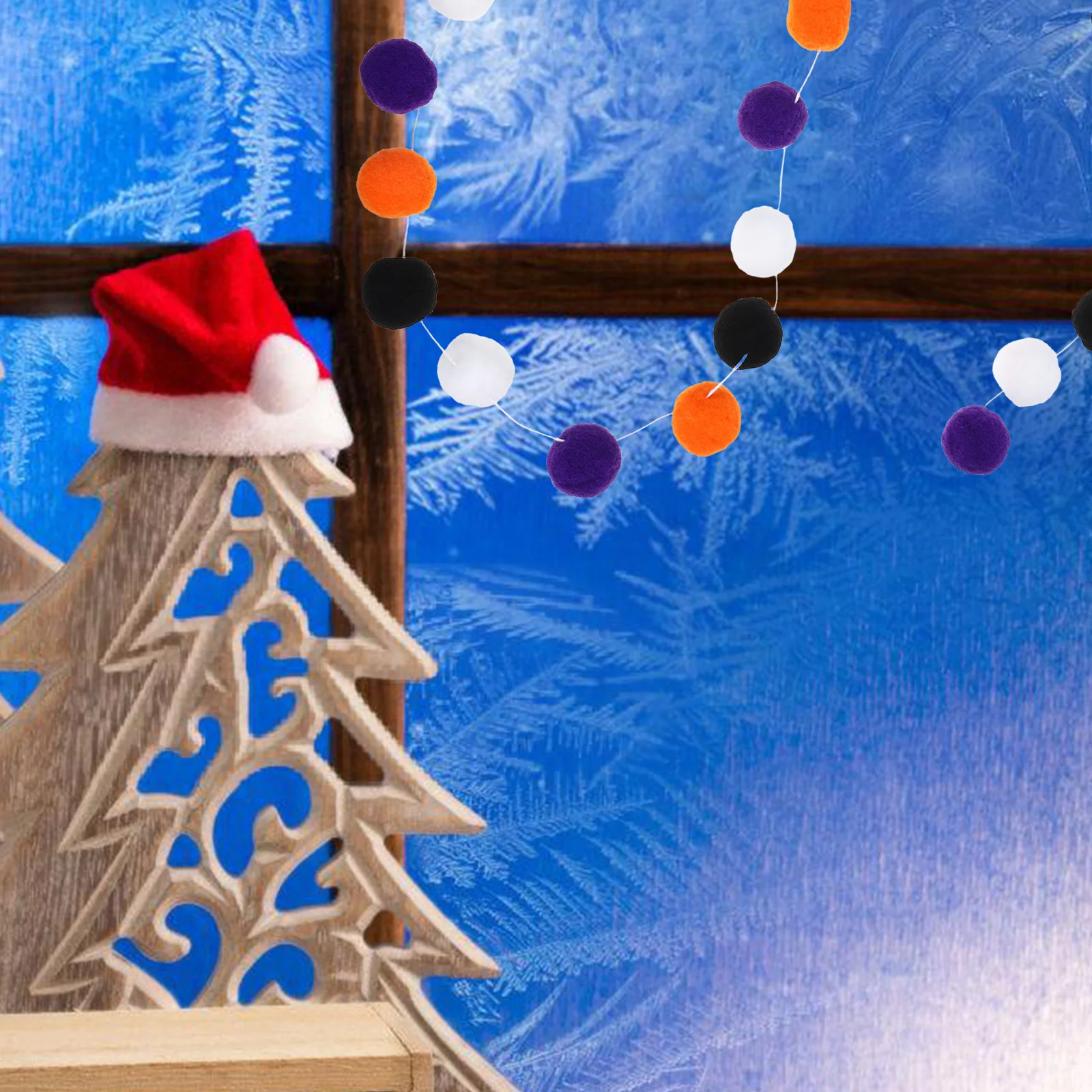 

Halloween Felt Ball Banner Party Hanging Decor Indoor Outdoor Festival Banner Photo Prop Decoration Halloween Design String Flag