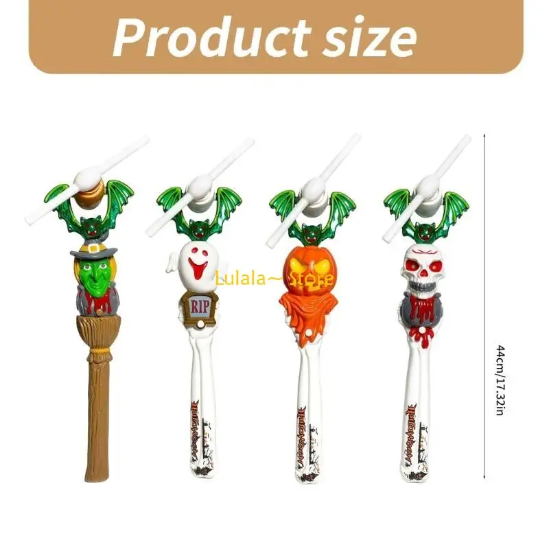 Y4QA Halloween Led Pumpkin Windmill Wand Light met geluid Kids Party Props Halloween Led Light Up Wand
