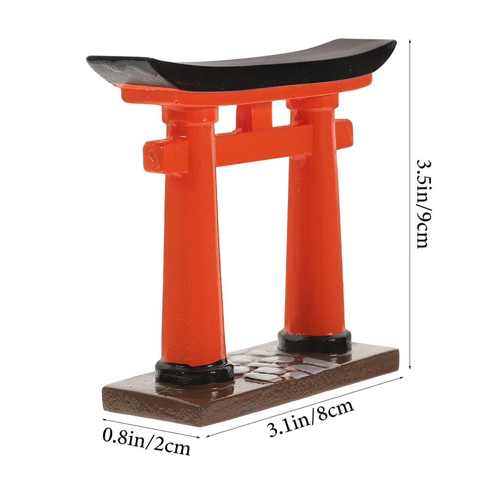 2Pcs Japanese Torii Gate Miniature Resin Sculpture Fish Tank Garden Micro Landscape Ornament Miniature Torii Garden Micro Decor