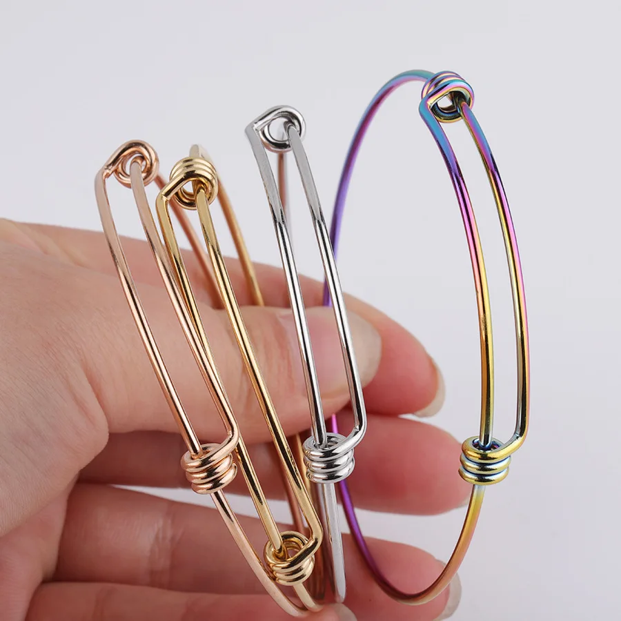 4pcs/lot Stainless Steel Blank Bangle Bracelet 1.8mm Thick Expandable Wire Bracelet Accessory DIY Jewelry Making