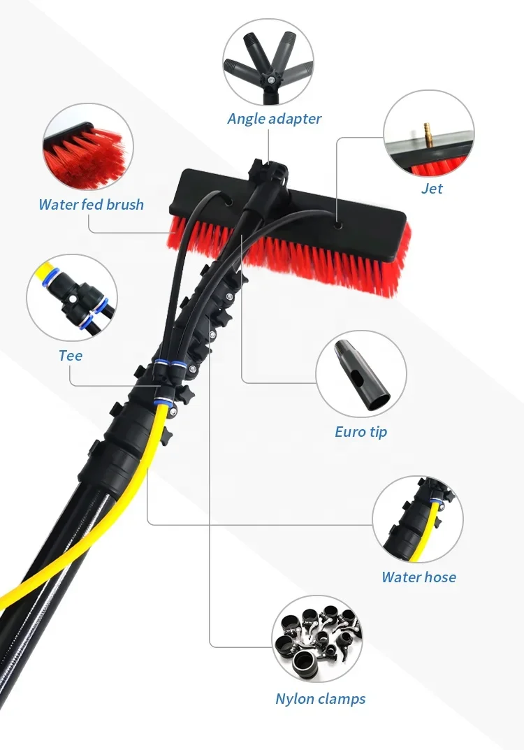 18 meters high rise window cleaning pole solar panel cleaning equipment wate fed pole