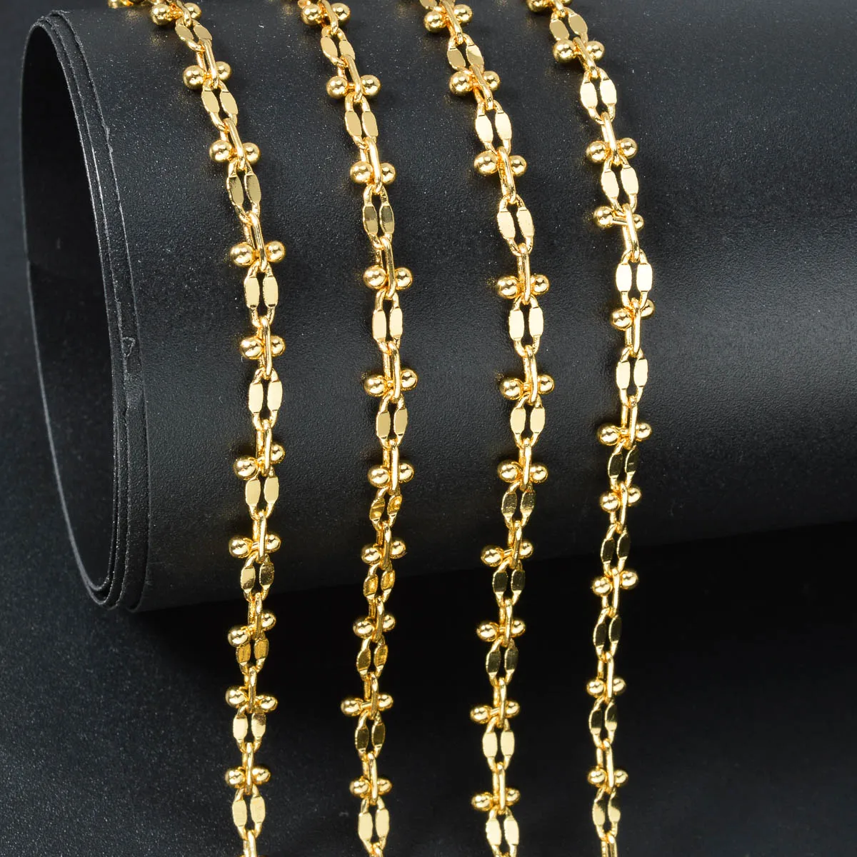 Micro Bead Oval Link Thin Gold Collar Necklace For Ladies 18K Gold Plated Delicate Layering Clavicle Chain Office Jewelry Gift