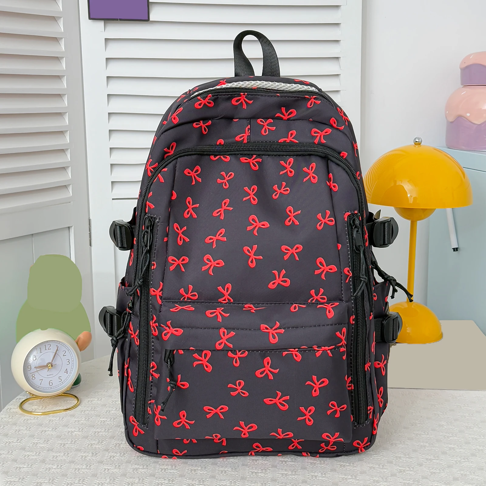 Coquette Bow Cute Kawaii Backpack Set with Lunch Bag & Pencil Pouch Aesthetic Preppy Backpack for Teens Women Women College