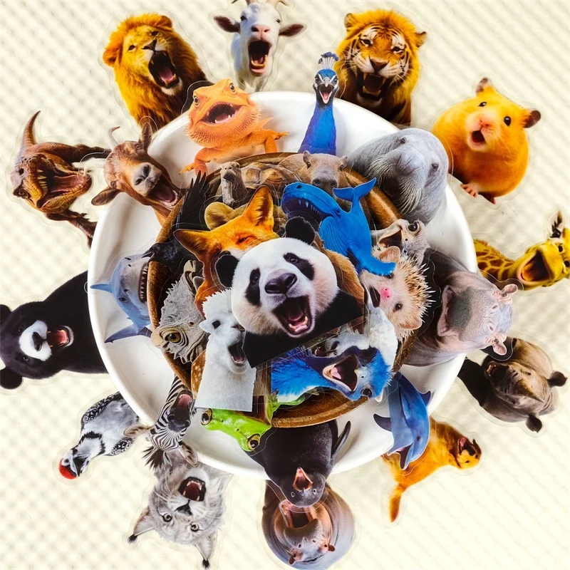 

56PCS Kawaii Animals Roar Colored PET Sticker Aesthetic Decoration Scrapbooking Stationery DIY Hand Accounting Supplies