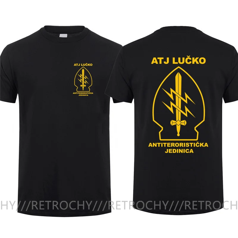 ATJ LUCKO Croatian Counter Terrorism Special Unit Force T Shirt Man Men's Cotton Short Sleeved Tops Tees Shirts Euro SIZE Tshirt