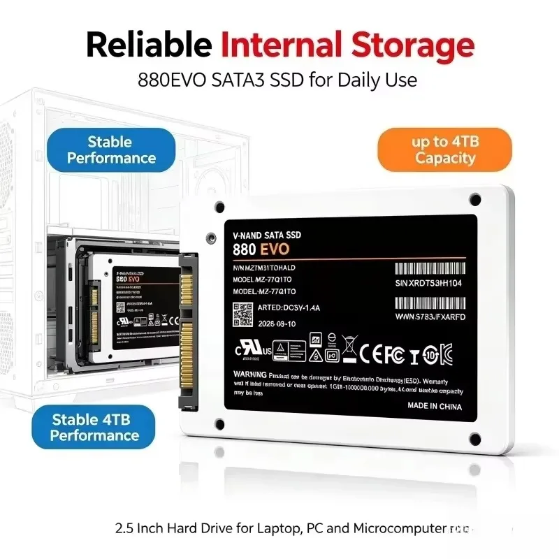 Internal Solid State Drive 2.5 Inch SATA3 SSD 1TB 2TB 4TB High Speed 3D NAND Storage Disk For Desktop PC Laptop Microcomputer