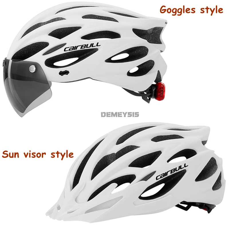 Ultralight Cycling Safety Helmet Outdoor Motorcycle Bicycle Taillight Helmet Removable Lens Visor Mountain Road Bike Helmet