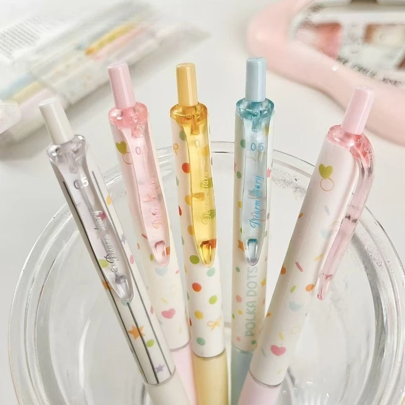 

Ручка-пресс Kawai Stationery Rainbow Wave Dot: стильный дизайн, простая конструкция, черные чернила, плавное письмо, для подписи, школьные принадлежности