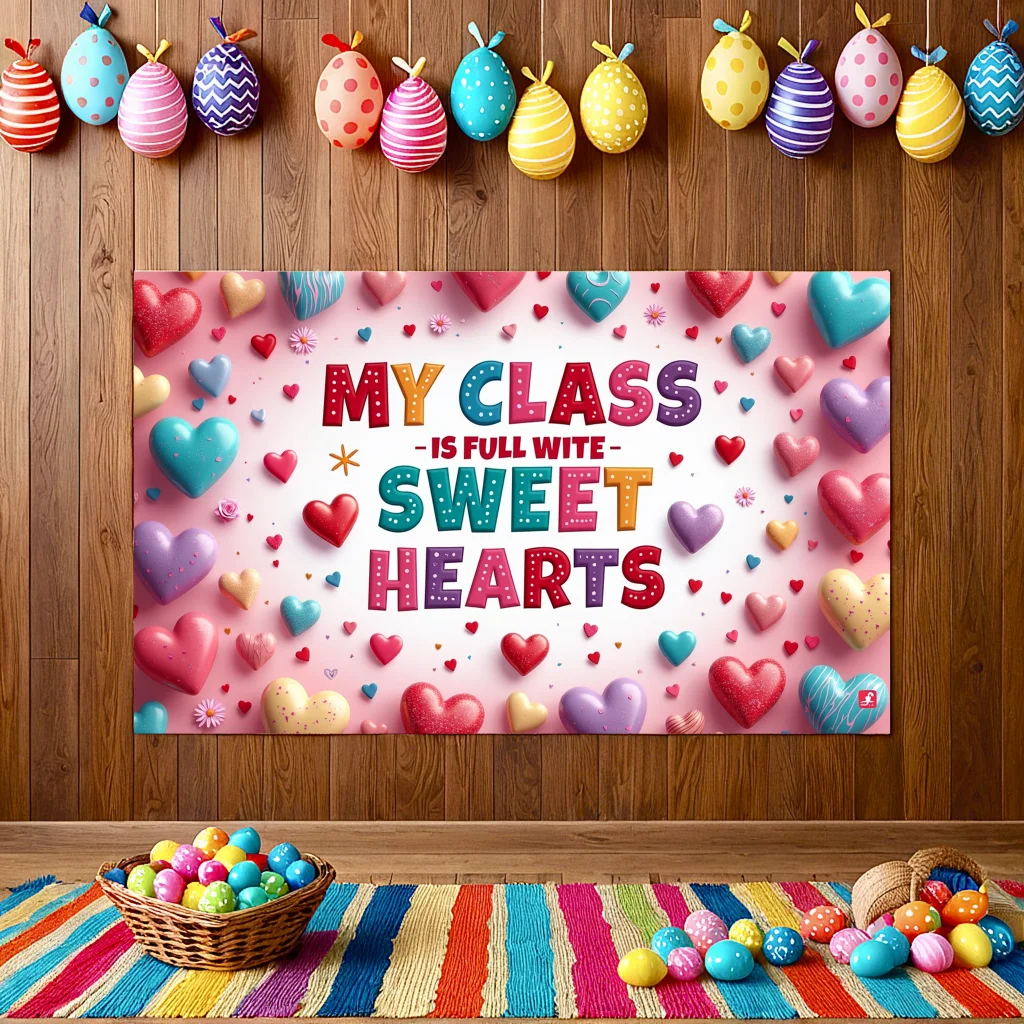 Love Banner Heart Backdrop Vibrant Decoration Personalized Party Custom Classroom Display DIY Romantic Celebrations School