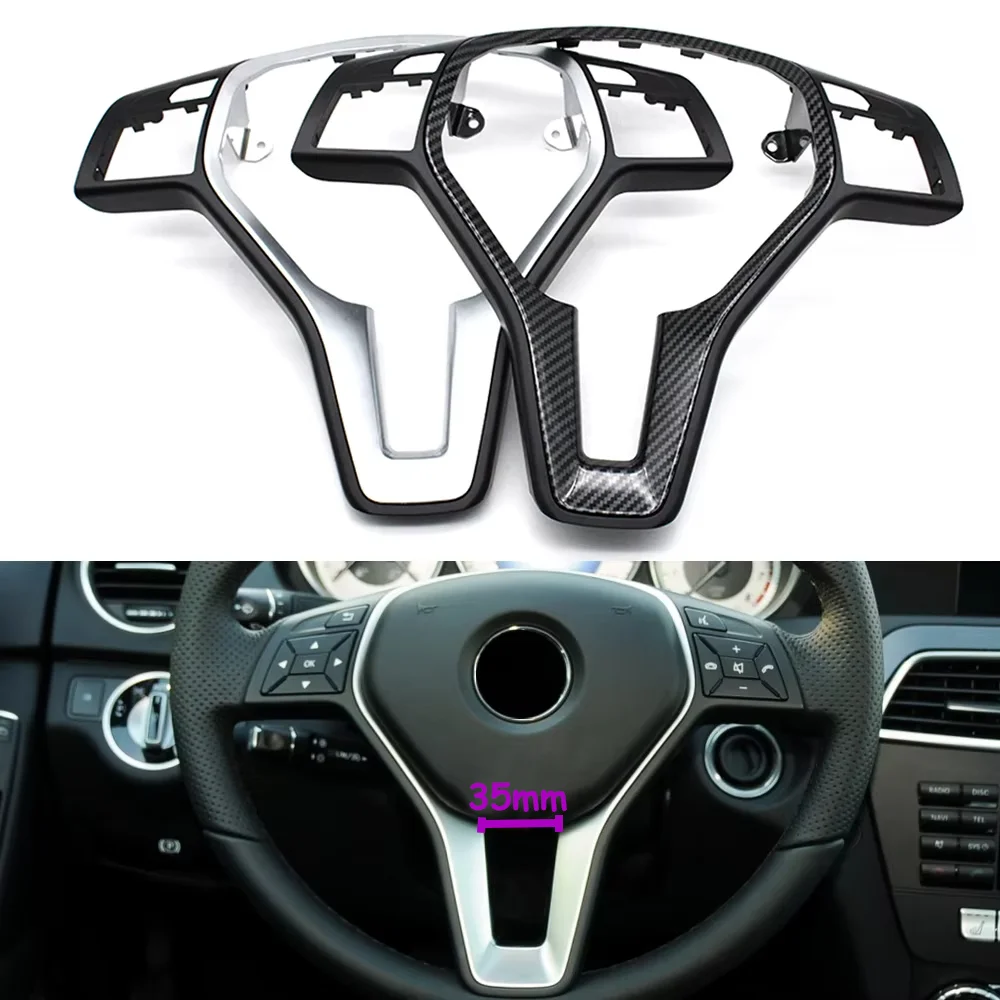 35MM W176 W246 W204 X204 W212 W207 W156 W117 Interior Car Steering Wheel Carbon Fiber Cover Panel Trim For Mercedes Benz