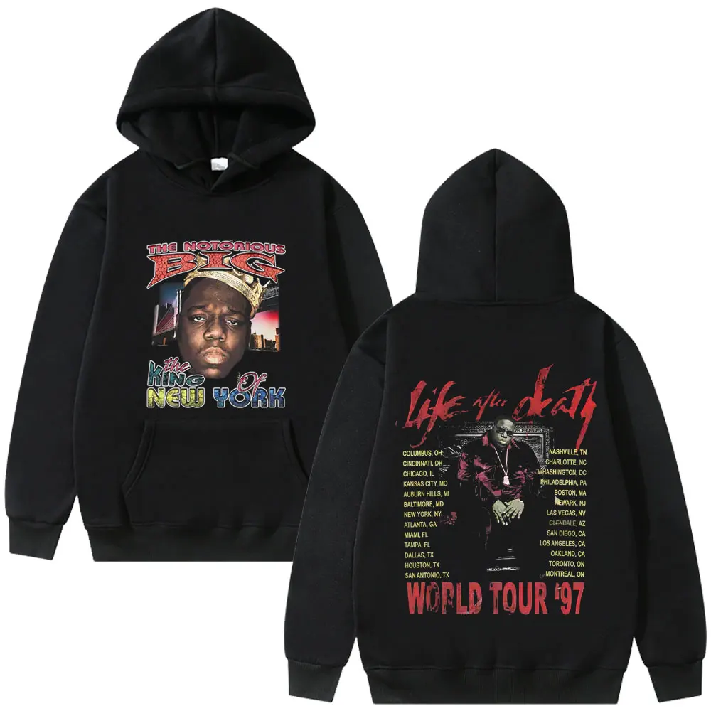 

Rapper The Notorious Big The King New of York World Tour 97 Hoodie Biggie Smalls Pullover Man Fashion Hip Hop Oversized Hoodies