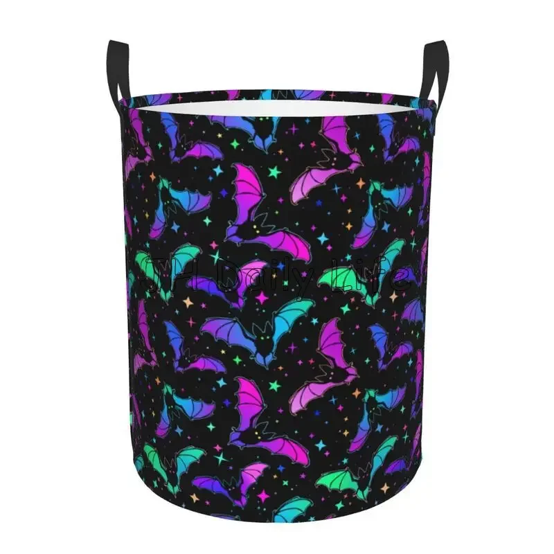 

Goth Bats Laundry Basket Halloween Foldable Waterproof Oxford Cloth Tote Bag Laundry Hamper Clothes Storage Bucket Toy Organizer