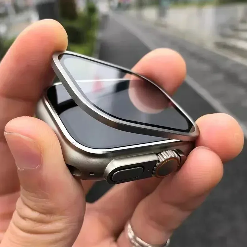 Proteggi schermo per Apple Watch Ultra 2 49mm Vetro temperato Telaio in metallo Serie Ultra2 protettore correa protezione schermo Apple