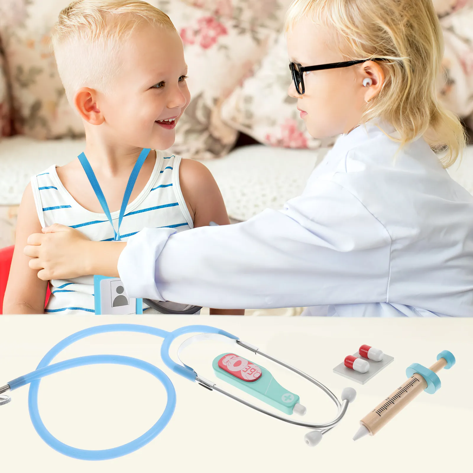 

1Set Toddler Doctor Kit Stethoscope Pretend Play Role Play Set Realistic Portable Educational Kid Doctor Playset