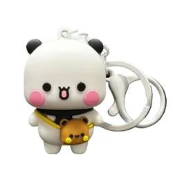 New Anime Keychain Schoolbag Pendant Cute Panda Couple Key Accessories Small Gift Cute Keychain