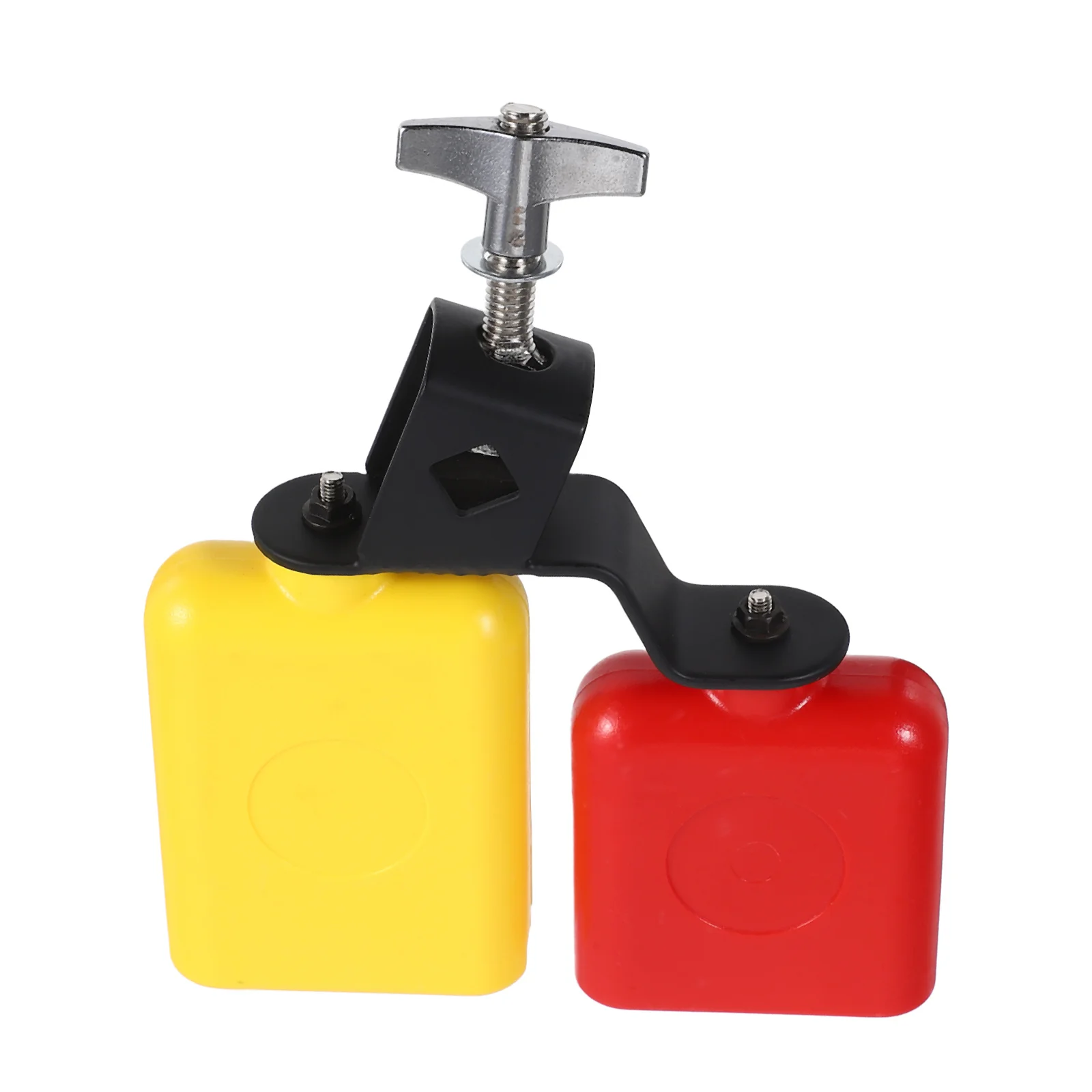 

Plastic Jam Block High Low Tones Bicolor Cowbell Double Sambago Bell Latin Percussion Instrument Dual Mounted Bell For