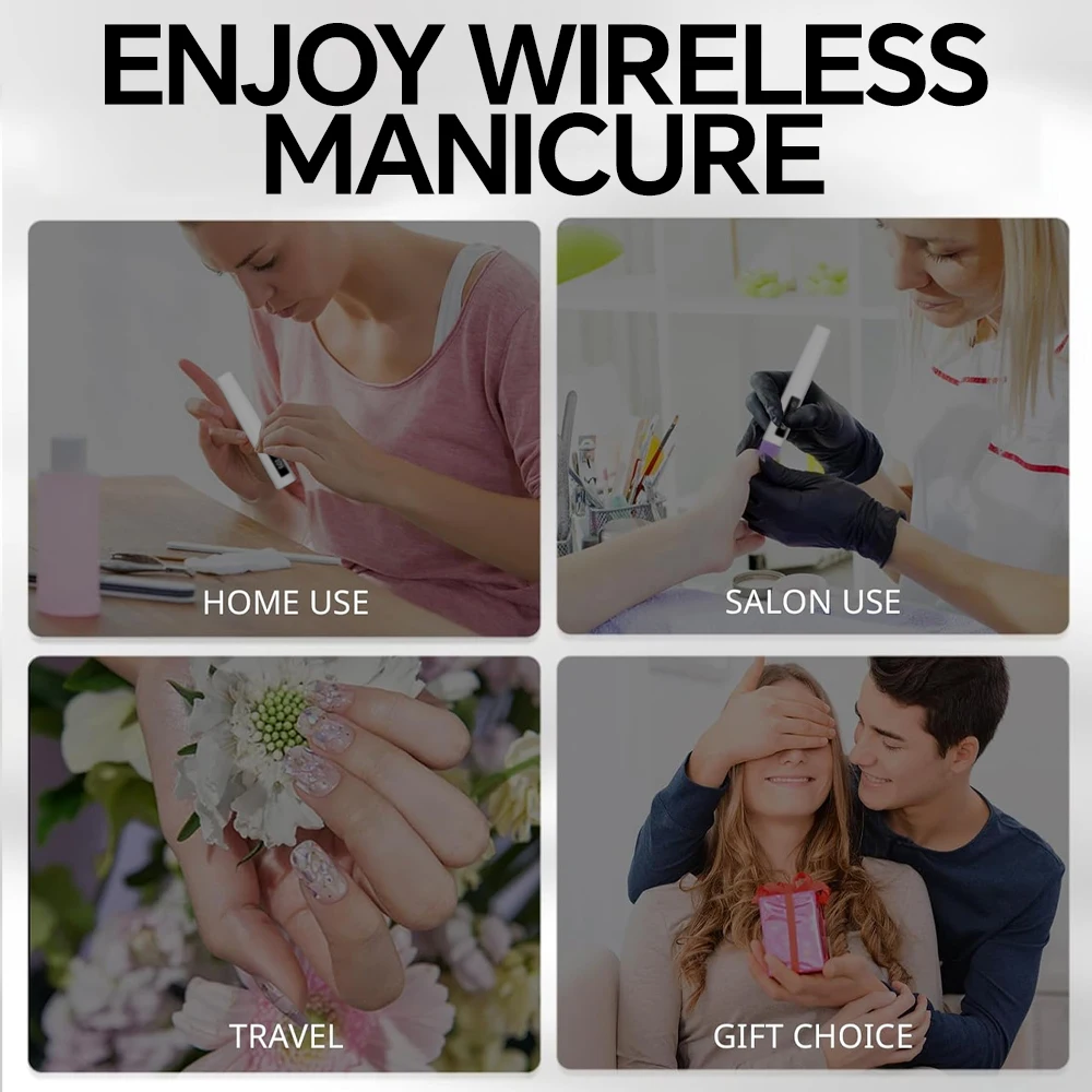مصباح أظافر محمول بالأشعة فوق البنفسجية - مؤقت، حامل قابل للتعديل ومؤشر LED، مجفف أظافر قابل لإعادة الشحن للتجفيف السريع، أظافر جل #6