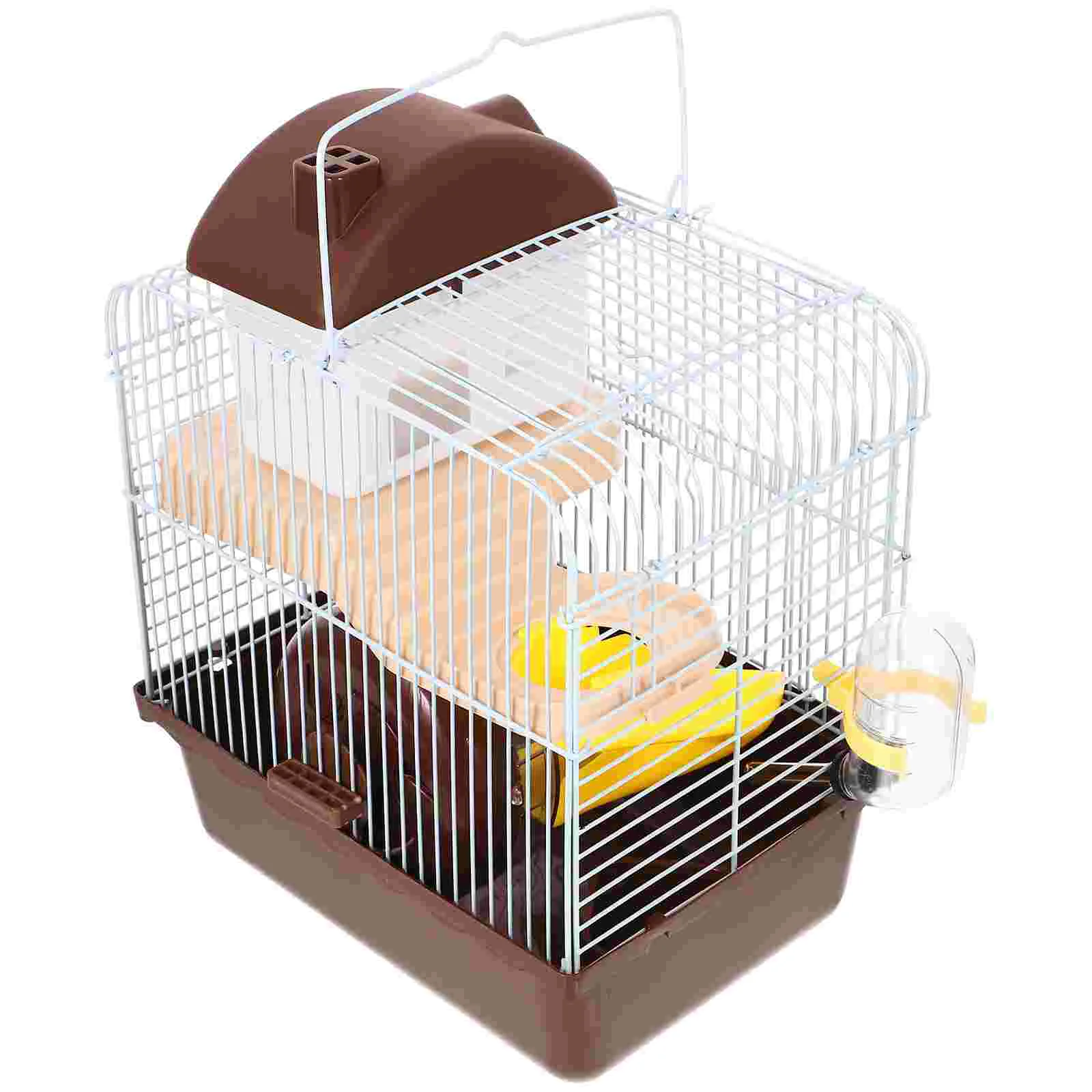 

1pc Double Layer Hamster Cage Acrylic Portable Small Pets House Chinchilla Hamster House (Brown)