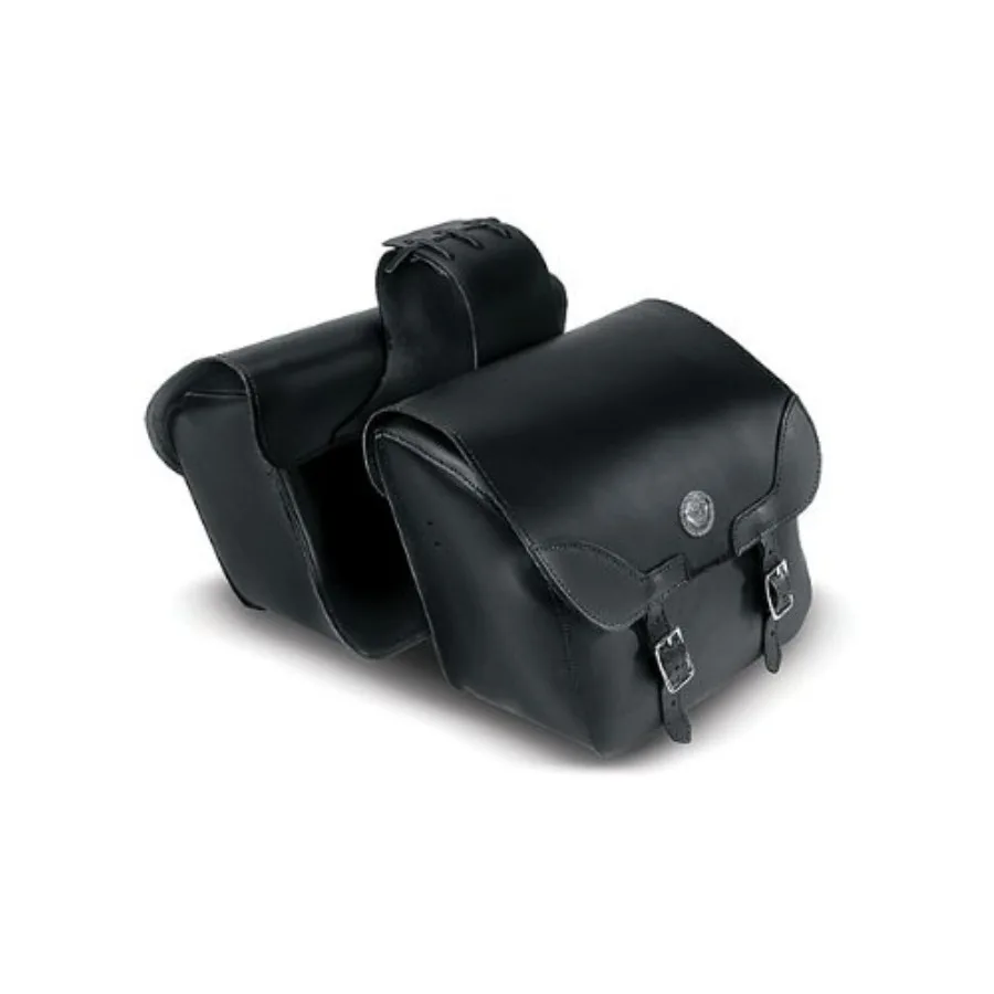 Large Economical Slant Saddlebag for motorcycle use, made of durable polyester, black color, features waterproof design and qui