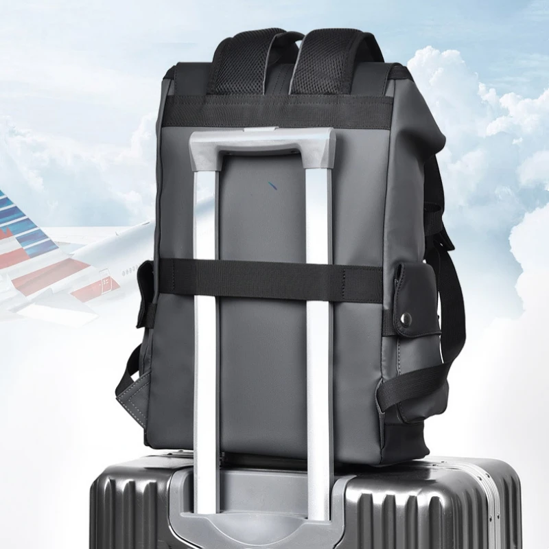 PU Leather Waterproof Men's Laptop Backpack Large Computer Backpack for Business Urban Multi-functonal Backpack USB Charging