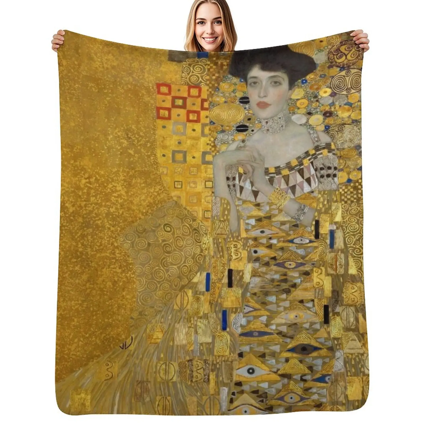 

Gustav Klimt - Portrait of Adele Bloch-Bauer Throw Blanket Thins Furrys Tourist Blanket