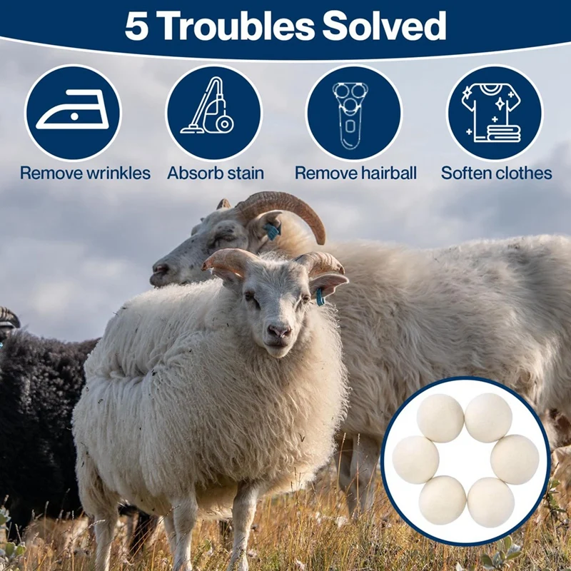 ウールlintリムーバードライヤーボール、乾燥シートを交換するためのウールで作られたプレミアムナチュラルで製造、使いやすい、6個