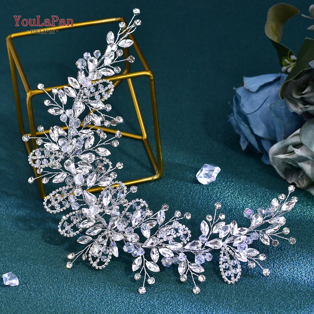 YouLaPan-Diadema de hoja de diamantes de imitación para mujer, tocado de cristal para novia, accesorios para el cabello para fiesta de graduación, HP743