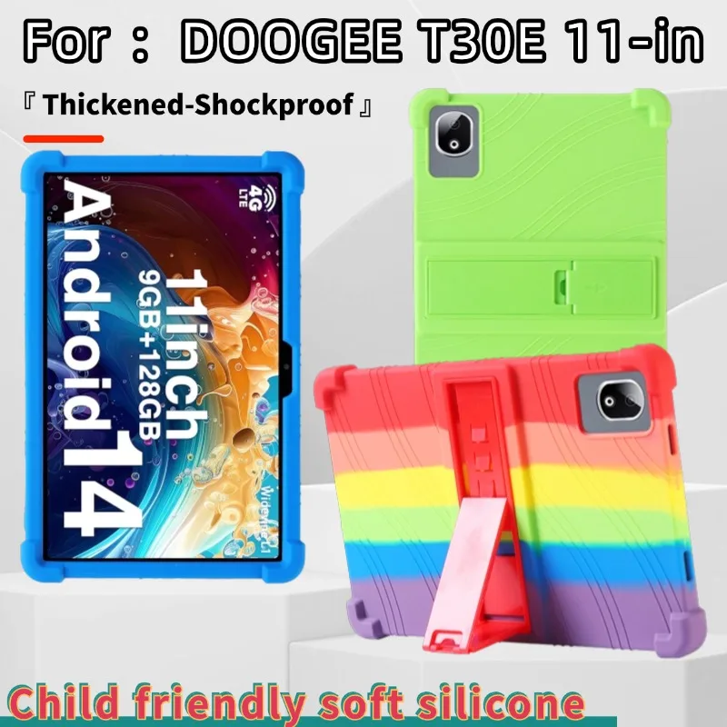 For Doogee T30E T30S 2024 Tablet 11-inch Kid-Friendly Soft Silicone Adjustable Stand Cover